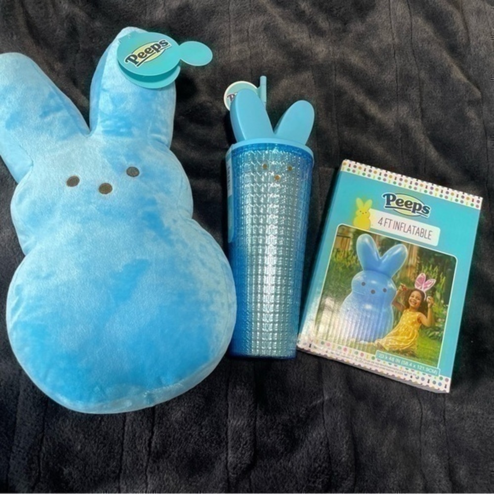 NWT Peeps Bundle Blue Tumbler, Plush & 4-Foot Tall Inflatable Blue Peeps Bundle